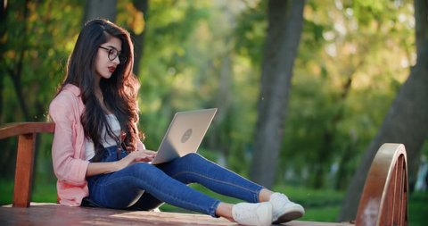 College Student Girl Making Report Laptop Stock Photo 1038874072 ...