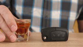 The man drinks a glass of alcohol and takes the car keys. The concept of driving under the influence of alcohol. - Powered by Shutterstock - Get 15% off with code: PIKWIZARD15