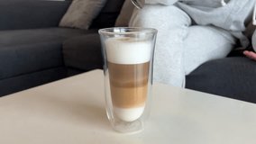 Cappuccino And Cinnamon. Coffee Macchiato On Breakfast Milk Foam Latte Cafe Bar. Pours Cinnamon And Cardamom In Coffee Shop Cappuccino And Stirring Sugar Froth Milk - Powered by Shutterstock - Get 15% off with code: PIKWIZARD15