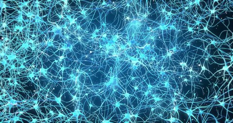 Neuron network, neuronet synapse 3D animation, inside the human brain.