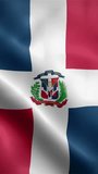 Dominican Republic flag waving animation, vertical video, seamless loop animated, official colors (portrait).