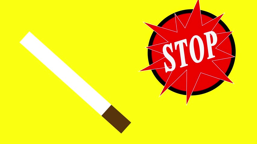 NO SMOKING Clip with solid color background. a cigret with cross on it and stop text.