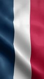 France flag waving animation, vertical video, seamless loop animated, official colors (portrait).