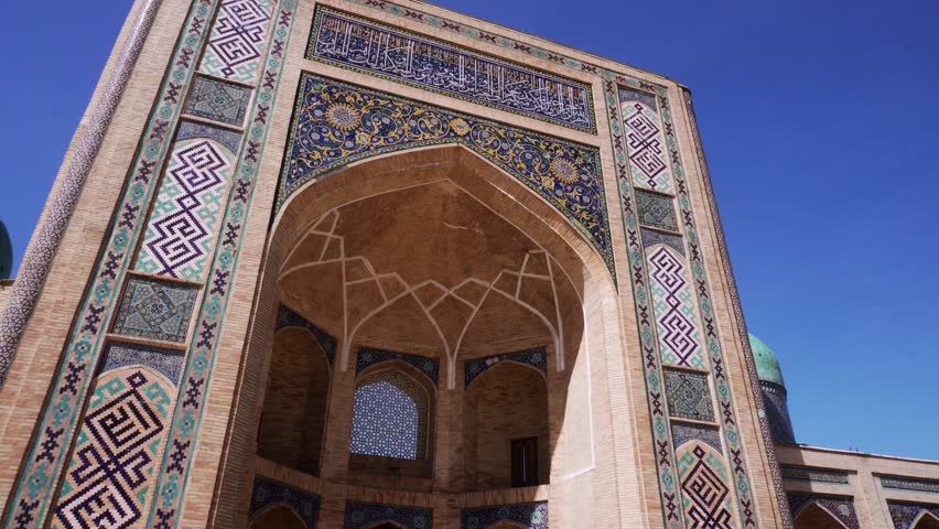 
View of Khazrati imam Square in Tashkent, Uzbekistan. Khast Imam Translation on mosque: "Hazrati imam complex"
