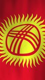 Waving Flag of Kyrgyzstan, Vertical Fill Video, HD Animated Background. National Kyrgyz Flag Flowing Cloth Motion Graphics, Seamless Loop for Backgrounds, Social Media, and Screens