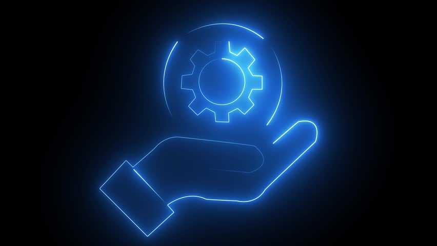 Continuous one single line drawing management Manufacturing icon neon glow vector illustration concept