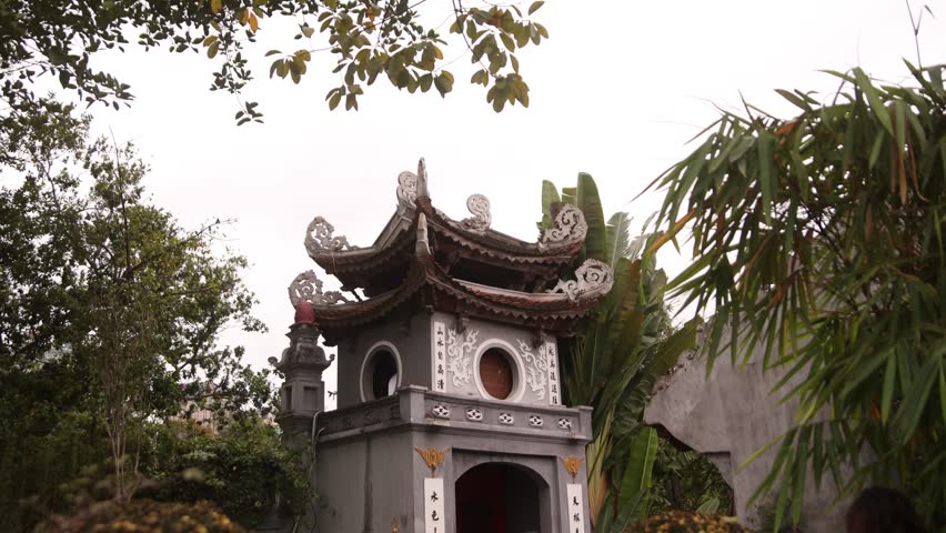 ancient chinese pagoda in temple of literature in Hanoi the capital city of Vietnam in Southeast Asia