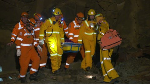 SES and CFA personnel carrying woman from Portland Quarry as a precaution - November 24, 2014.  No persons were injured in this incident.