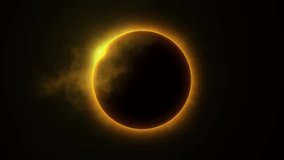 Total solar eclipse. The Moon completely covers the Sun's disk, looping animation on black background, ring of light and clouds passing through. - Powered by Shutterstock - Get 15% off with code: PIKWIZARD15