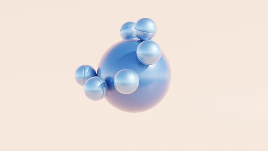 Cyan Balls on Blue Sphere: 3D Abstract Animation Background, Modern Geometric Design, Dynamic Motion Graphic Render