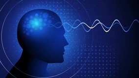 Motion graphic of a brain emitting waves within a futuristic backdrop. Symbolizing thought, innovation, and the limitless possibilities of the mind, neuroscience and technology - Powered by Shutterstock - Get 15% off with code: PIKWIZARD15