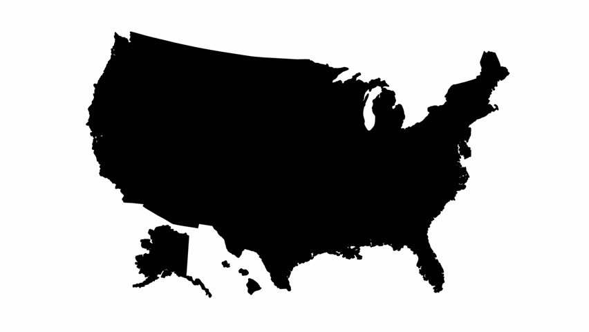 Animated USA map illustration, isolated map