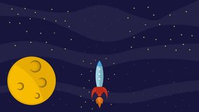 rocket space flight galaxy 2d animation video for astronomy concept , outer space exploration planet motion graphic illustration design