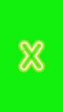 Neon Alphabet Letter X isolated on green screen chroma key background. Ultra high definition, 4k vertical video
