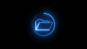 Abstract neon laptop sign icon animation on black background.
