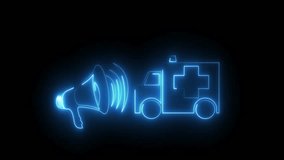 Abstract neon car technology sign  icon animation.