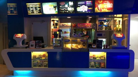 BANGKOK - DECEMBER 2017: A bar of SF Cinema City MBK located in MBK mall. SF Group is the second largest cinema chain in Thailand with more than 350 screens in 30 locations