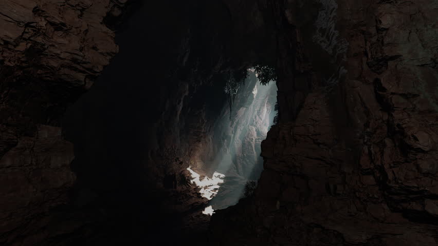 A mesmerizing cave with a captivating play of light and shadow