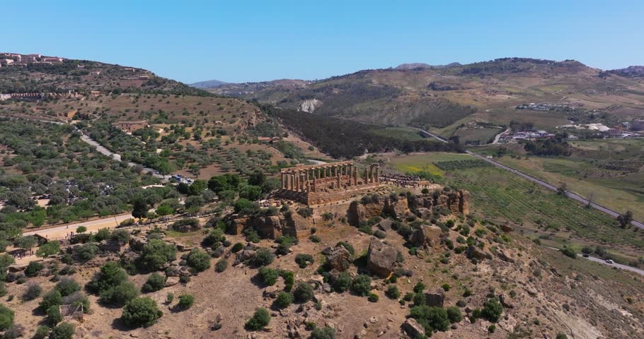 Ancient Greek Temple of Hera (Roman Juno) - Forward Drone Shot in Sicily