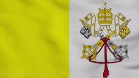 3d Holy See Flag Slow Motion video. Flag Blowing Close Up. Holy See Flags Motion Loop HD resolution Holy See Background.