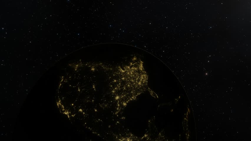 Planet Earth at Night from Space United Sates and Canada Royalty-Free Stock Footage #35000365