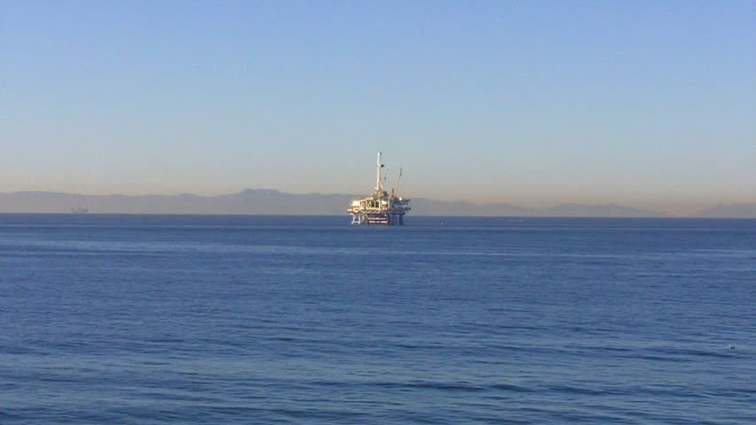 SEAL BEACH, CA - February 23, 2013: An offshore oil drilling and extraction rig