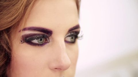 Beautiful fashion girl with make up and hairstyle Video Stok