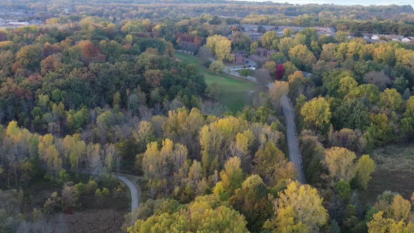 Aerial view of Green Bay Wisconsin Baird Creek Park trail
