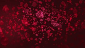 Glittering red slow particles, abstract CGI animation background, 4k