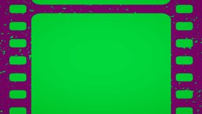 Green screen loop footage of old negative film strip frame. Slow animated from down to up vertically with old movie effect on it. Good to use in your videos and projects. Chroma key background.