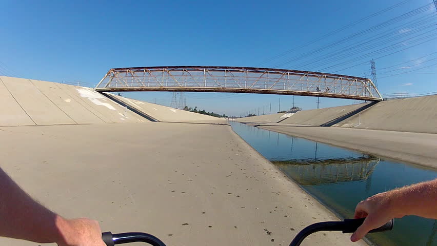 LONG BEACH, CA - February 23, 2013: The POV of someone riding a bicycle under a