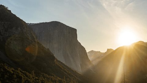 Sunrise timelapse in Yosemite National Park, USA, california Adlı Stok Video