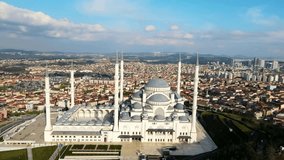 Aerial View of Camlica Mosque: 4K Drone Video Footage of Istanbul's Largest Mosque