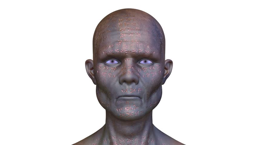 3D rendering of a male caveman face close-up