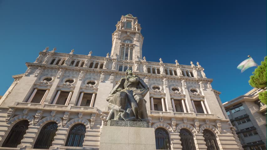 Portugal Porto timelapse City centre Monument Palace 4k