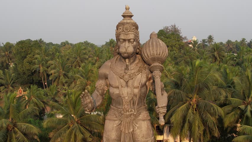 Beautiful Lord Hanuman Statue, Nature Background Royalty-Free Stock Footage #3501005757