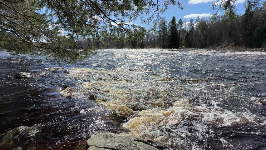 Koitelinkoski rapids in springtime, Oulu Finland