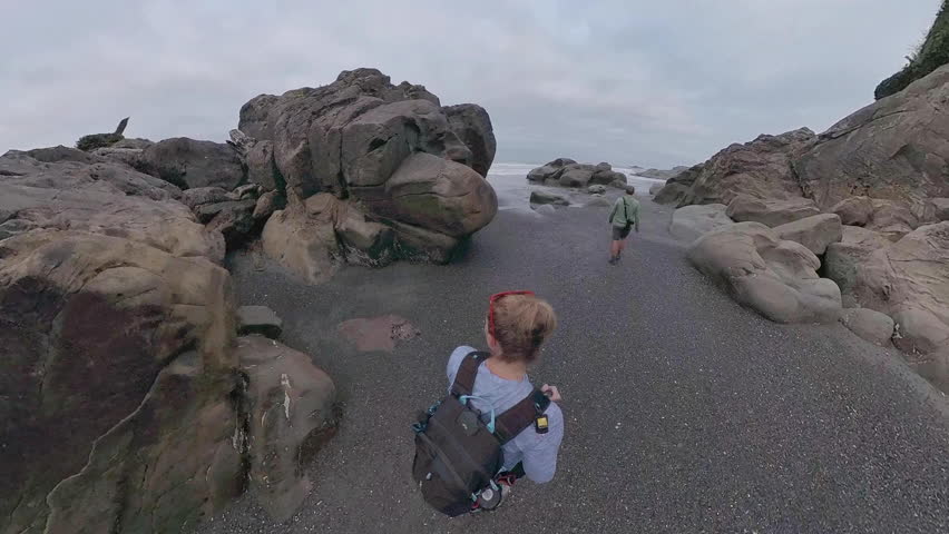 Walking through Sea Stacks in Olympic National Park