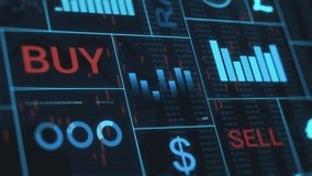 Financial charts background animation, futuristic interface, concept for stock market or online trading (3d render) - Powered by Shutterstock - Get 15% off with code: PIKWIZARD15