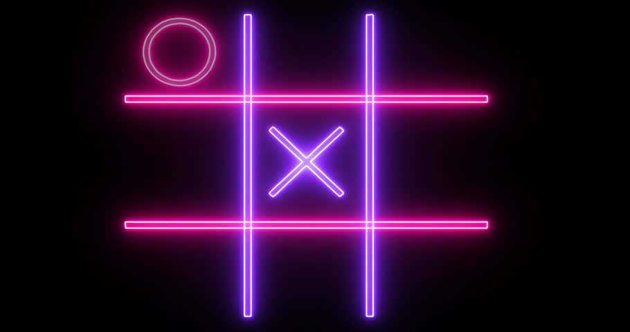 4K Tic Tac Toe X-O game icon in an alpha channel. Glowing neon line Tic Tac Toe X-O game icon in an alpha channel. Technology video material animation in 4k alpha channel. Easy to use in any video.