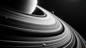 Science animation of blue planet like Saturn with rings and orbiting moons. Abstract cosmic spectacle for educational or creative projects. 3D render - Powered by Shutterstock - Get 15% off with code: PIKWIZARD15