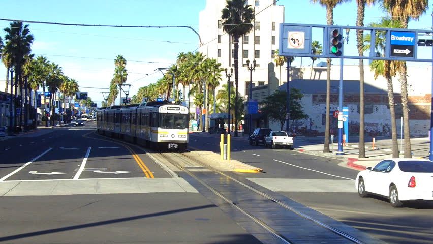 LONG BEACH, CA - February 23, 2013: A Los Angeles Metro Rail Commuter Train