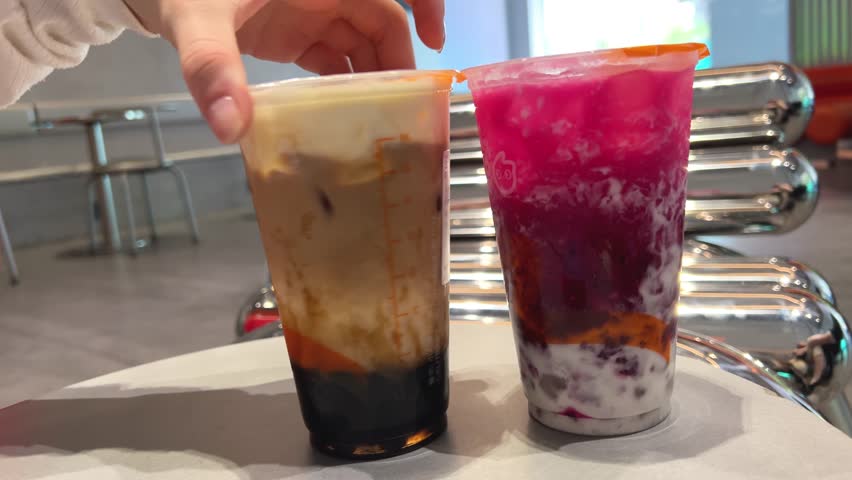 Tapioca drink Bubble Tea chocolate and fruit 