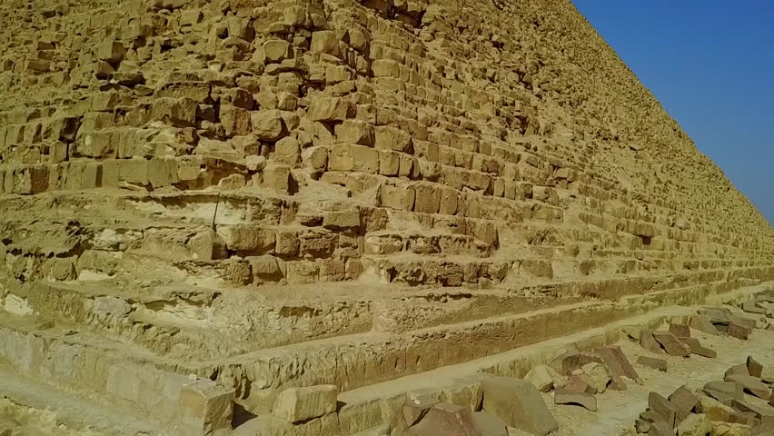 Aerial Close Up of Egyptian Pyramid Stone Work Architecture