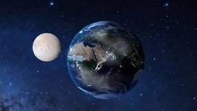 The moon revolves around the earth. Animated video