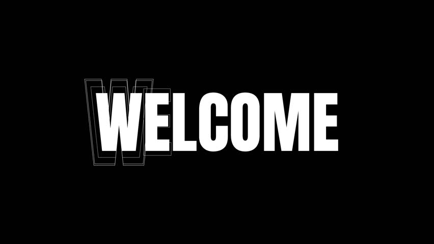 Welcome animation Echo Text on black background. Tech style words. for Opening videos.