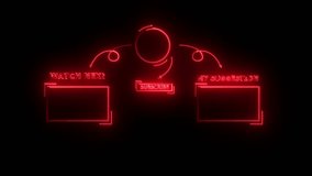 neon line Video end intro frame icon animation concept on background
