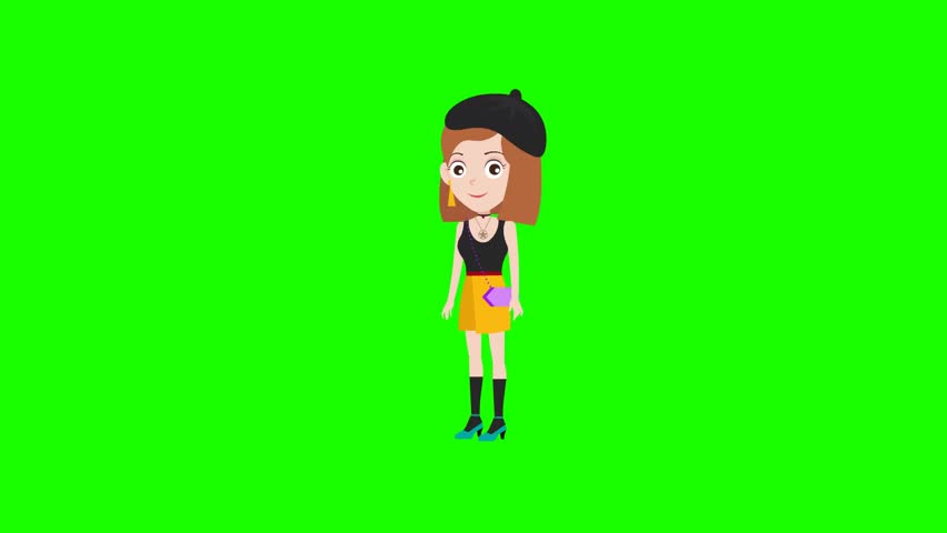 beautiful cute cartoon fashion girl with amazed reaction 2d animation and background, animated cartoon character lady, women, beauty 4k