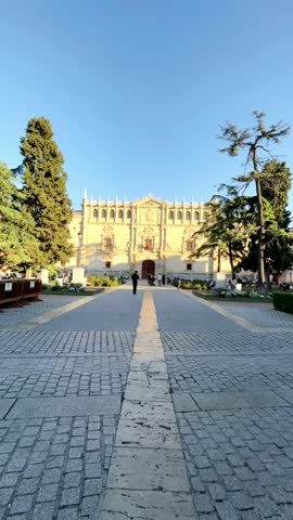 Timewarp journey of the Classical Portico of the Universidad Complutense, Alcala de Henares, Madrid. Moving timelapse capturing the timeless beauty of the Universidad Complutense.