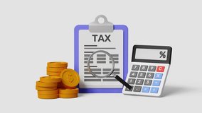 Tax concept. Tax form to fill out personal income tax return to pay taxes. Financial research. data analysis, documents, reports, tax returns, calculations. 4k 3d animation - Powered by Shutterstock - Get 15% off with code: PIKWIZARD15